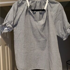 Day + Moon Navy Striped Women's Blouse